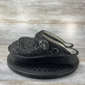 Alegria Women’s Seville Tooled Black Leather Clogs Size EU 38 US 8